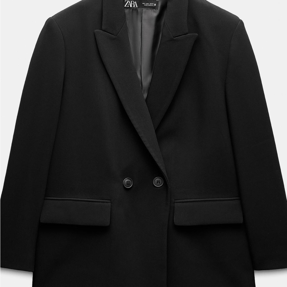 Zara Basic Black Oversized Blazer - Size Large - image 4